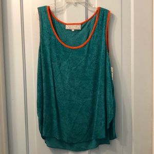 Teal  tank shirt Platinum Dorothy Schoelen NWT L